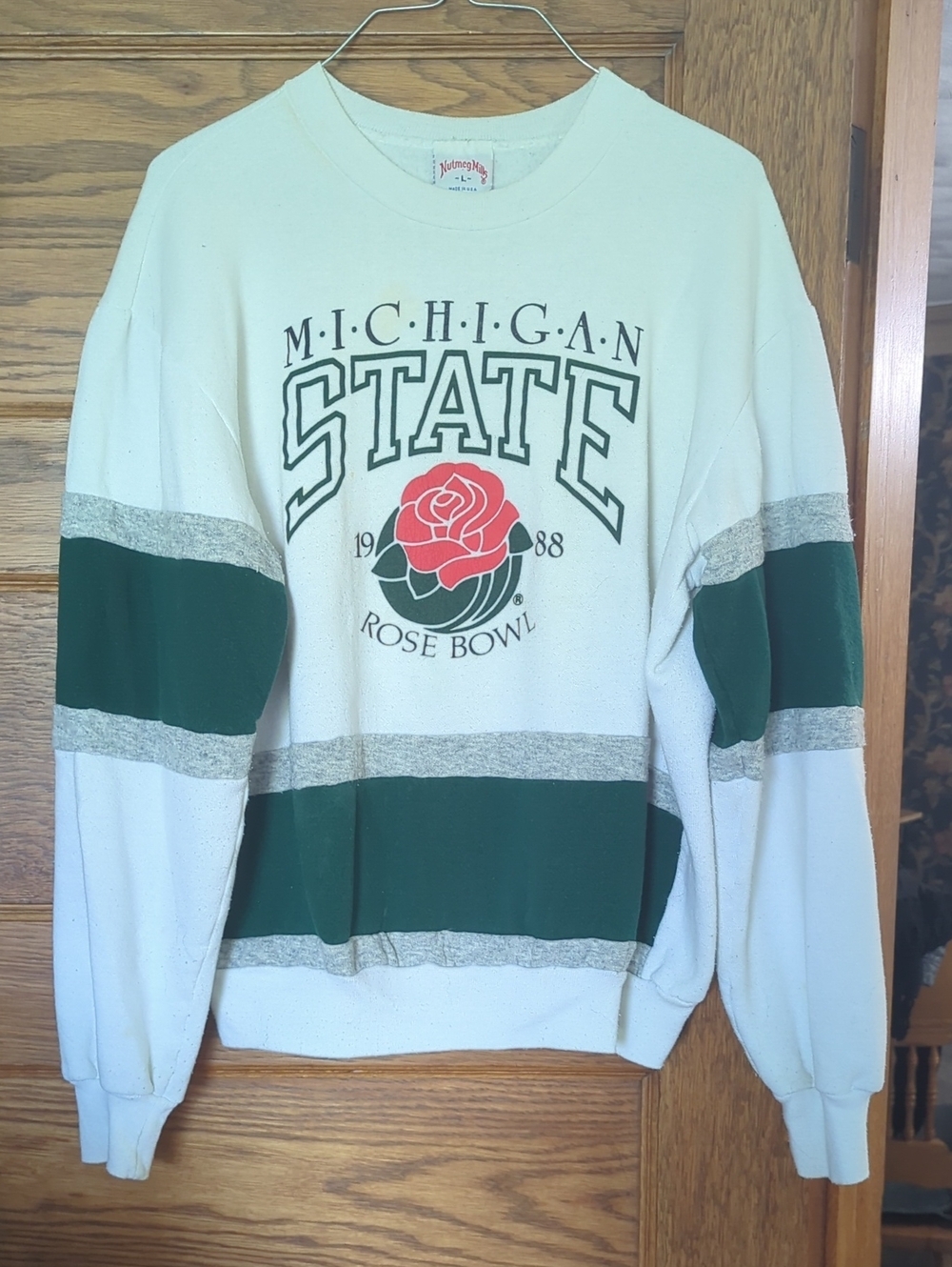 Michigan State Rose Bowl Crewneck Sweatshirt Vintage Retro Color Block Classic